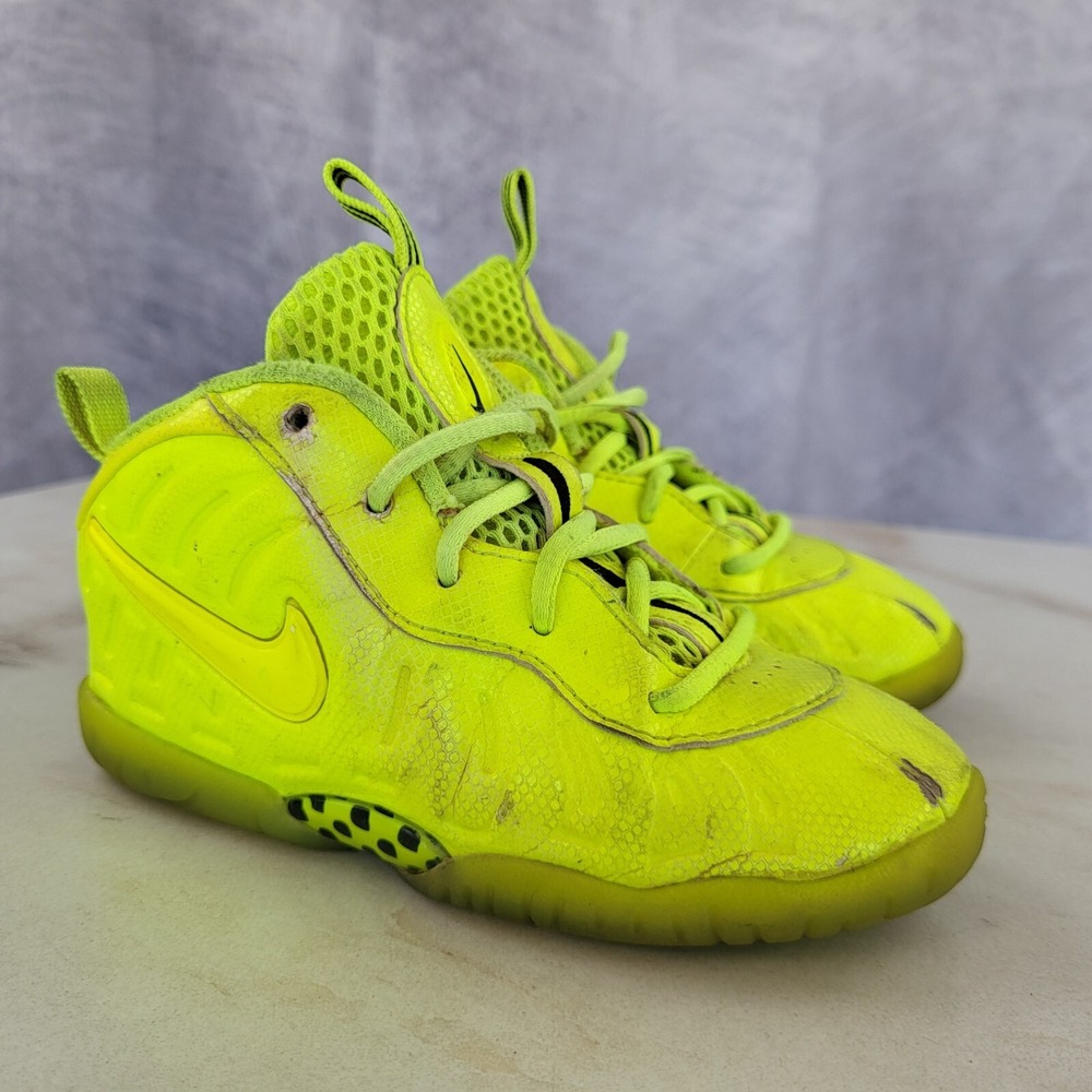 Nike Little Posite Pro TD Volt Lime Green Sneakers 843769-702 Size 9C